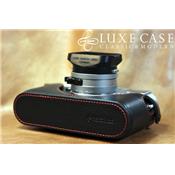 Etui Luxecase en cuir noir avec piqûres rouges pour Leica M8/M9