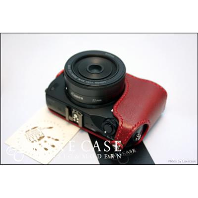 Etui Luxecase en cuir d'Italie rouge pour Canon EOS/M