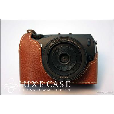 Etui Luxecase en cuir d'Italie Tan Brown pour Canon EOS/M