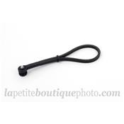 Dragonne Gordy's strap en cuir noir, laçage noir